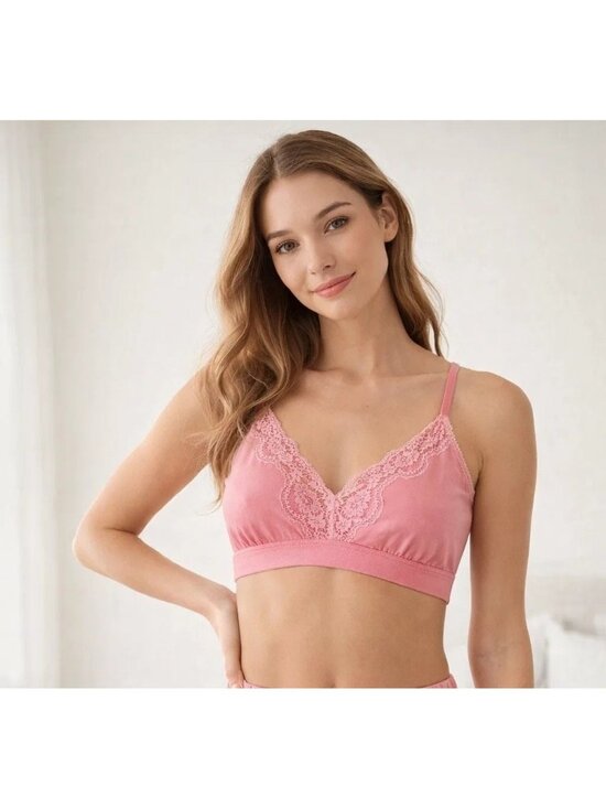Auden Other - Auden size SMALL Unlined Luxe Stretch Triangle Bralette Coral NEW